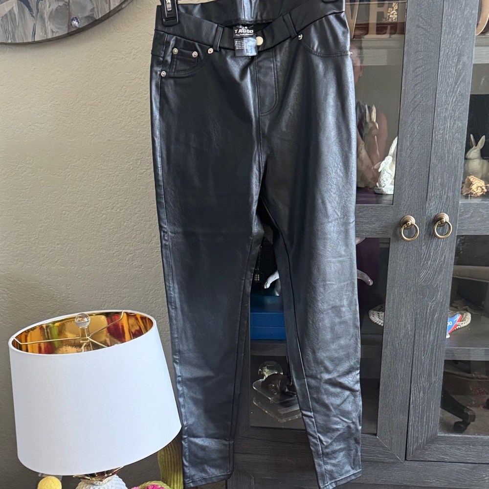 Taboo Women's Black Faux Leather Skinny Jeans